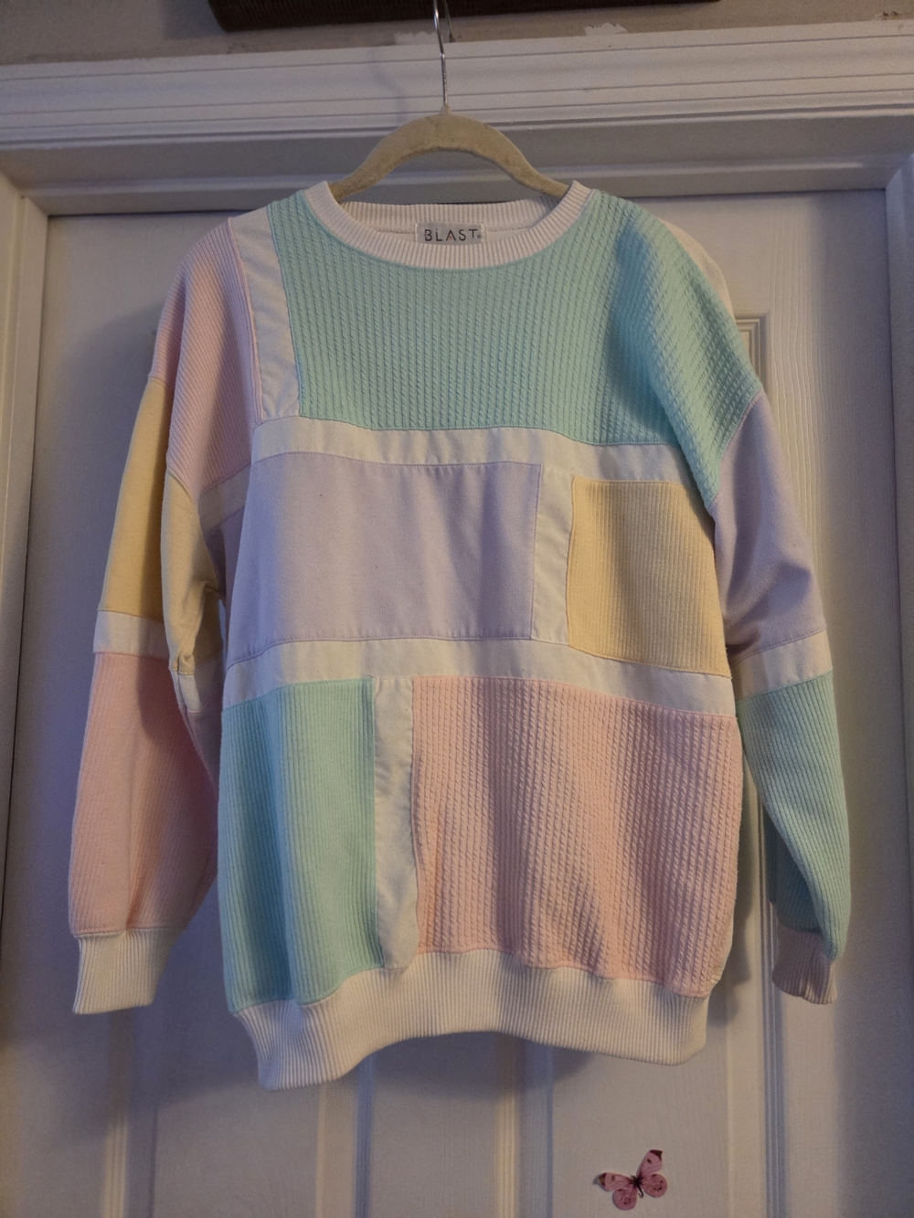 Sweater pastel color block vintage sweater Blast petites no size I guess small